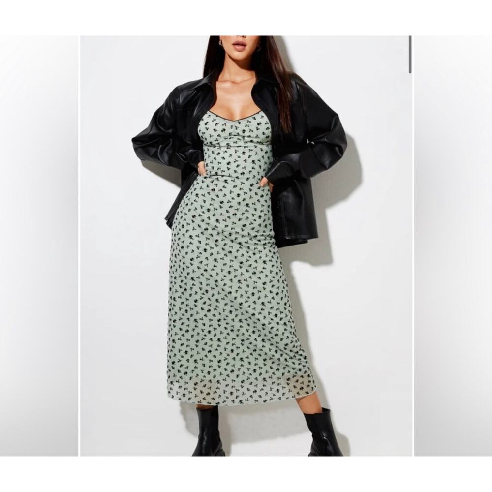New motel Sage Cotina dress flower buds black flock size small - Picture 3 of 5